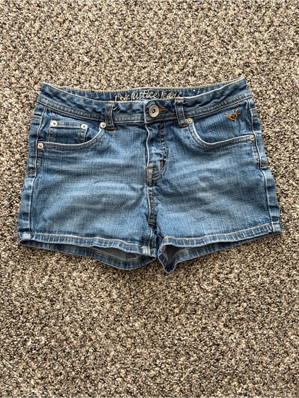 Justice Girls Denim Shorts Blue 12R Regular Fit Medium Wash